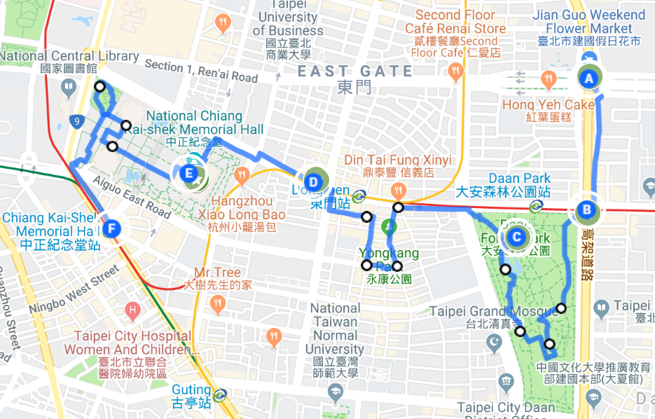Taipei Walking Tour Map (Daan Route)