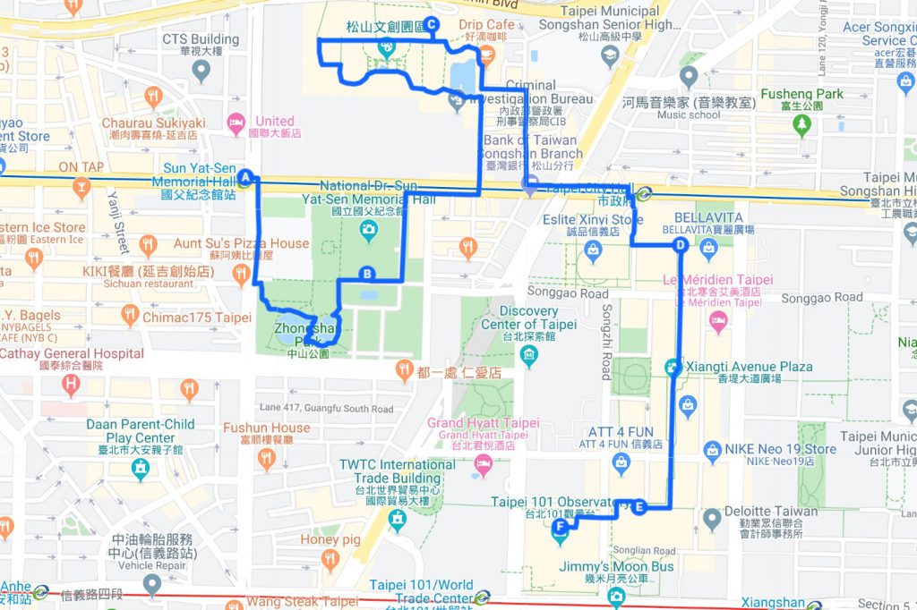 Walking Tour Map (Songshan Xinyi Route)