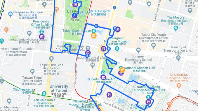 Taipei Walking Tour Map (Zhongzheng District)