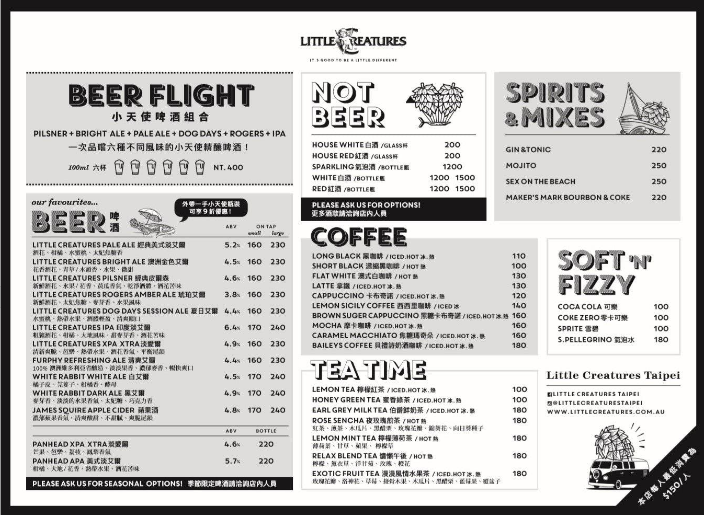 Little Creatures Menu