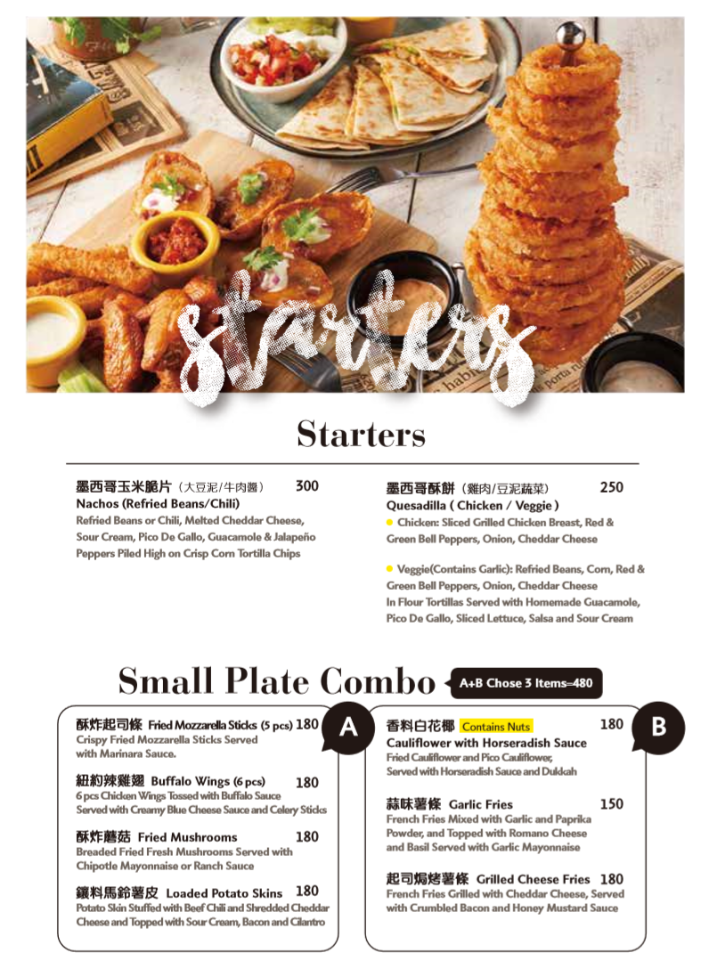 The Diner Menu